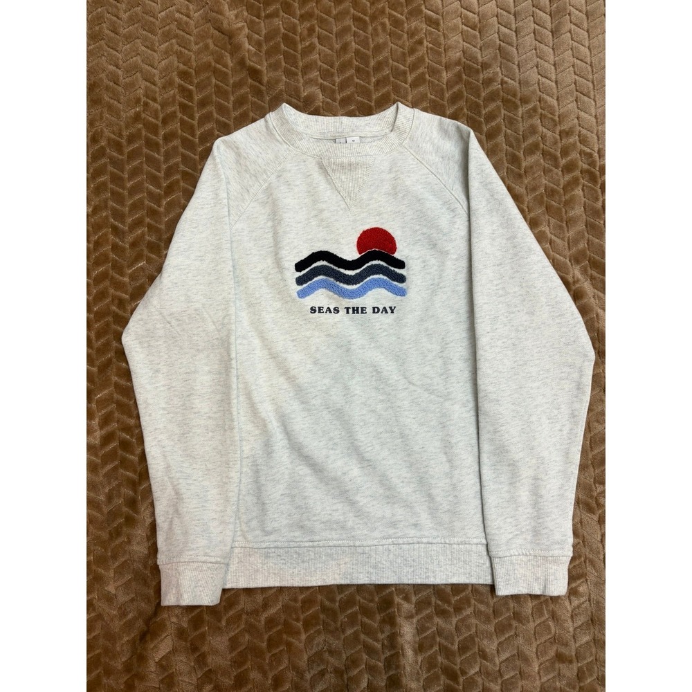 Janie and Jack Sweatshirt Size 12 Seas The Day Graphic Pullover Heather Gray